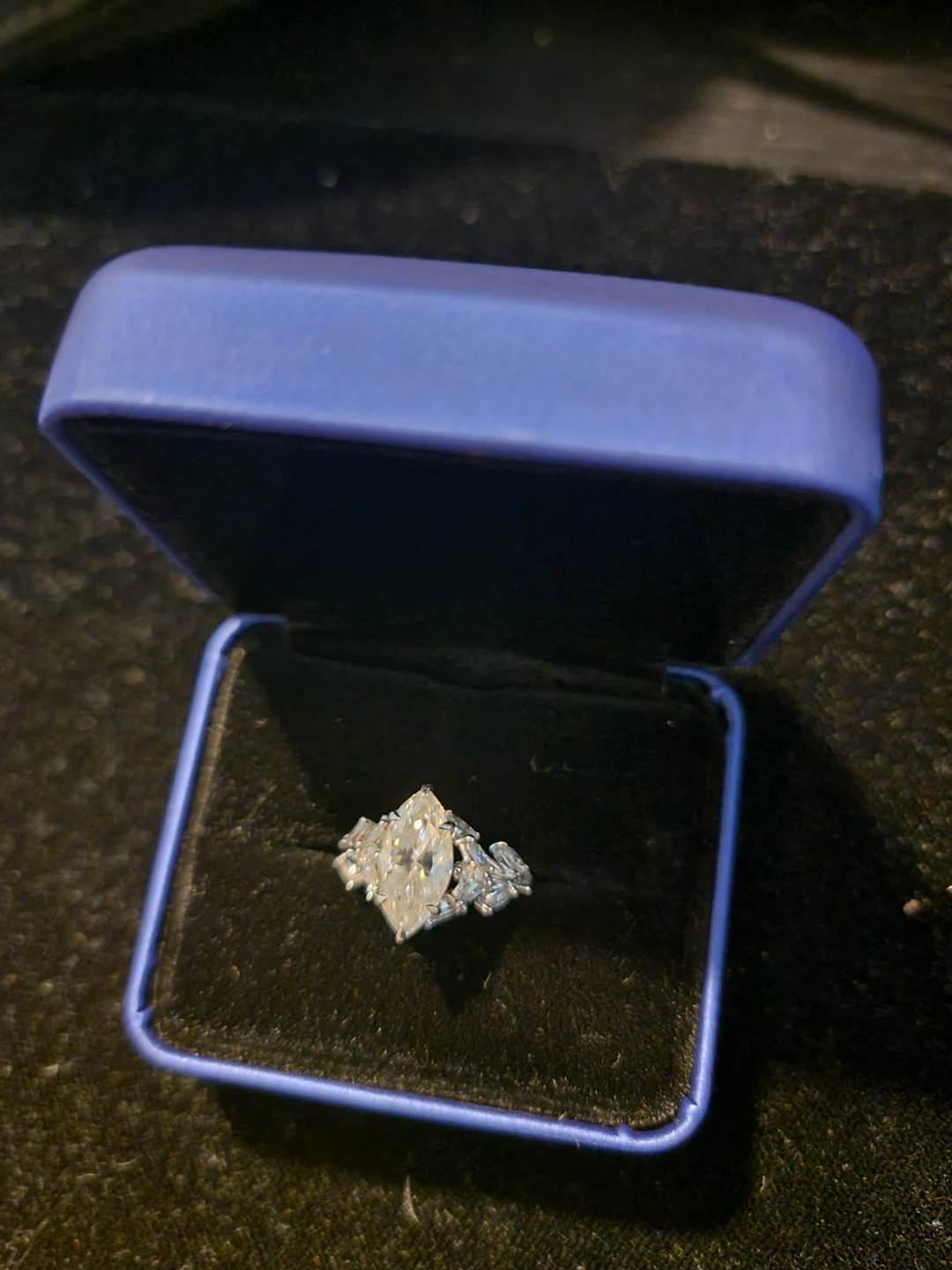 Stunning 10K White Gold Moissanite Engagement Ring