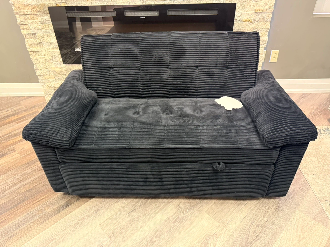 Black Corduroy Convertible Loveseat Sleeper - photo 4