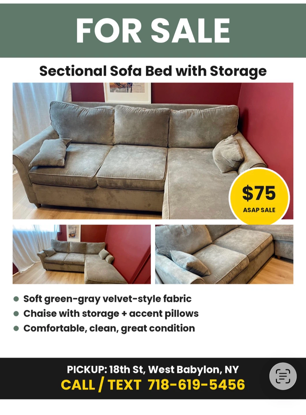 Sectional Sofa Bed with Storage