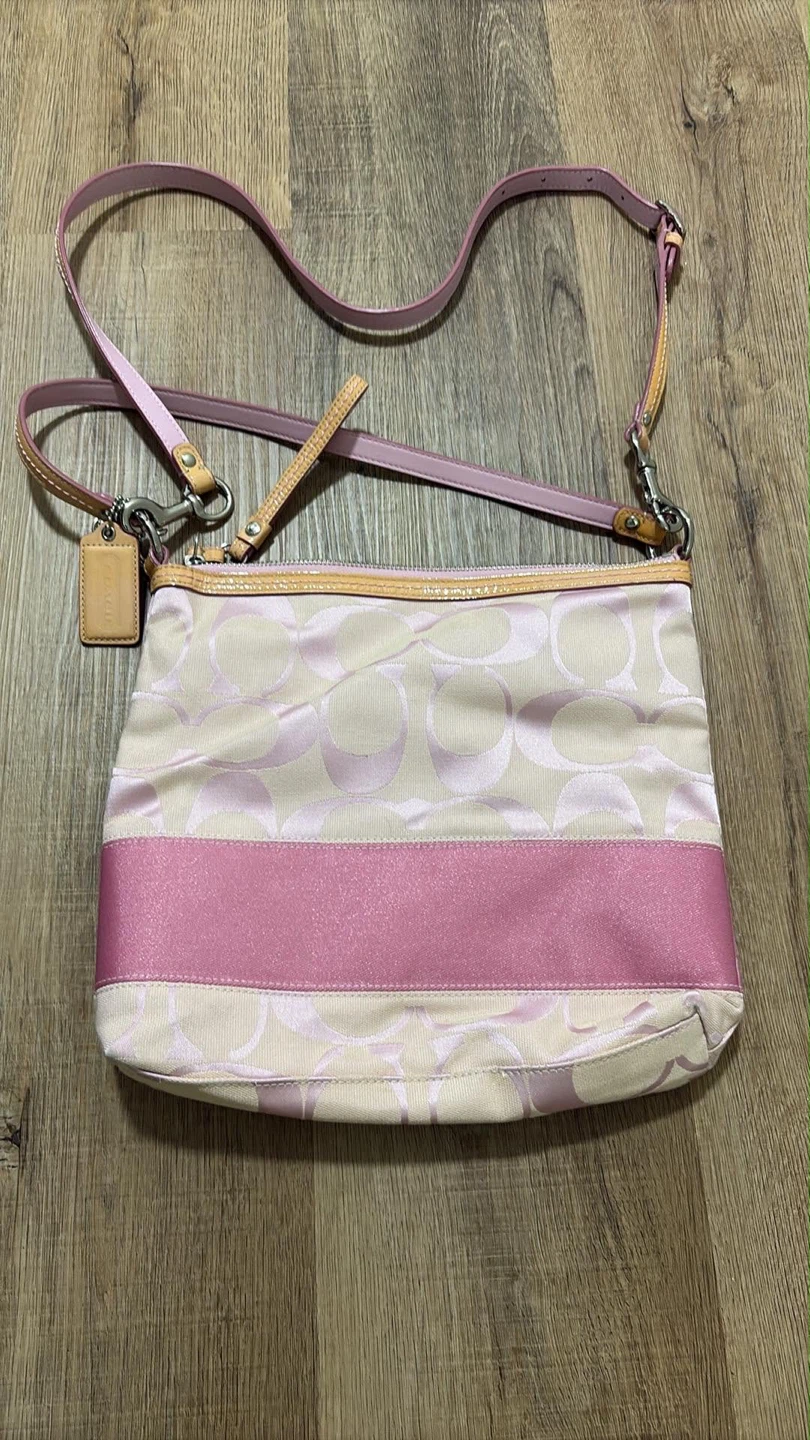 Vintage Coach Signature Stripe Convertible Messenger Bag - photo 2