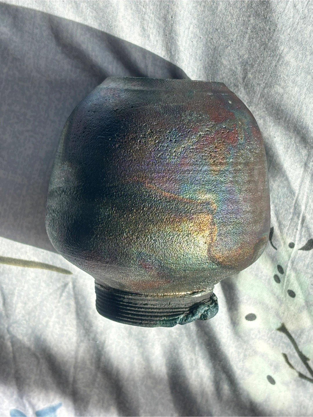 Iridescent Ceramic Vase raku Art - photo 2