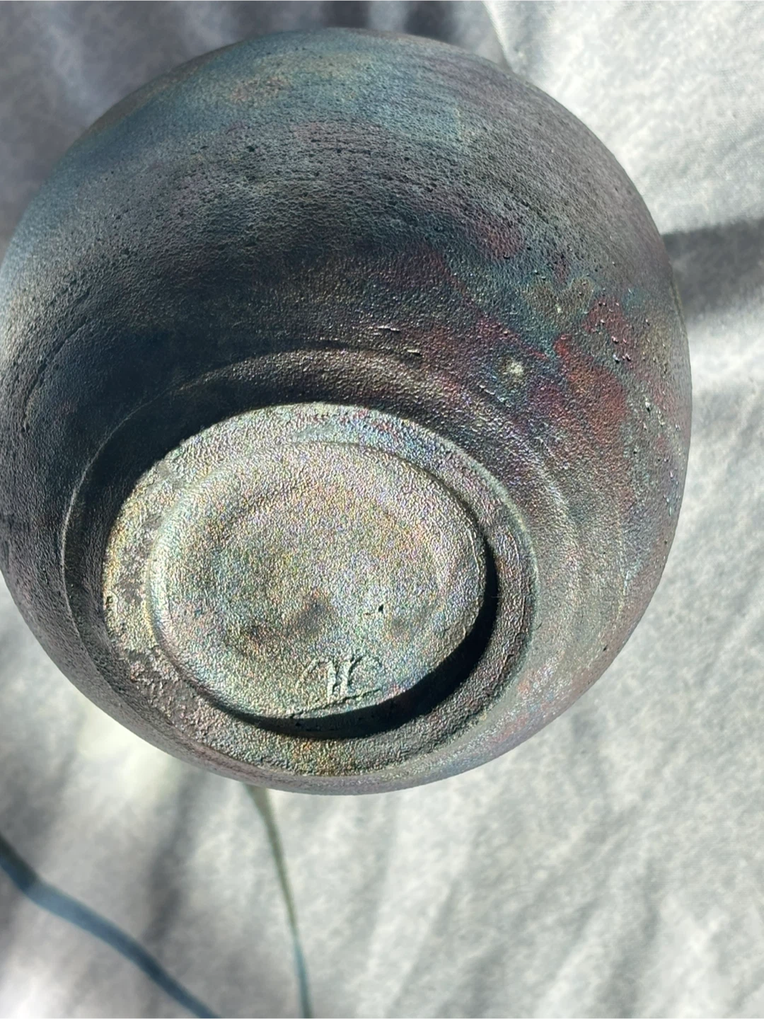 Iridescent Ceramic Vase raku Art - photo 3
