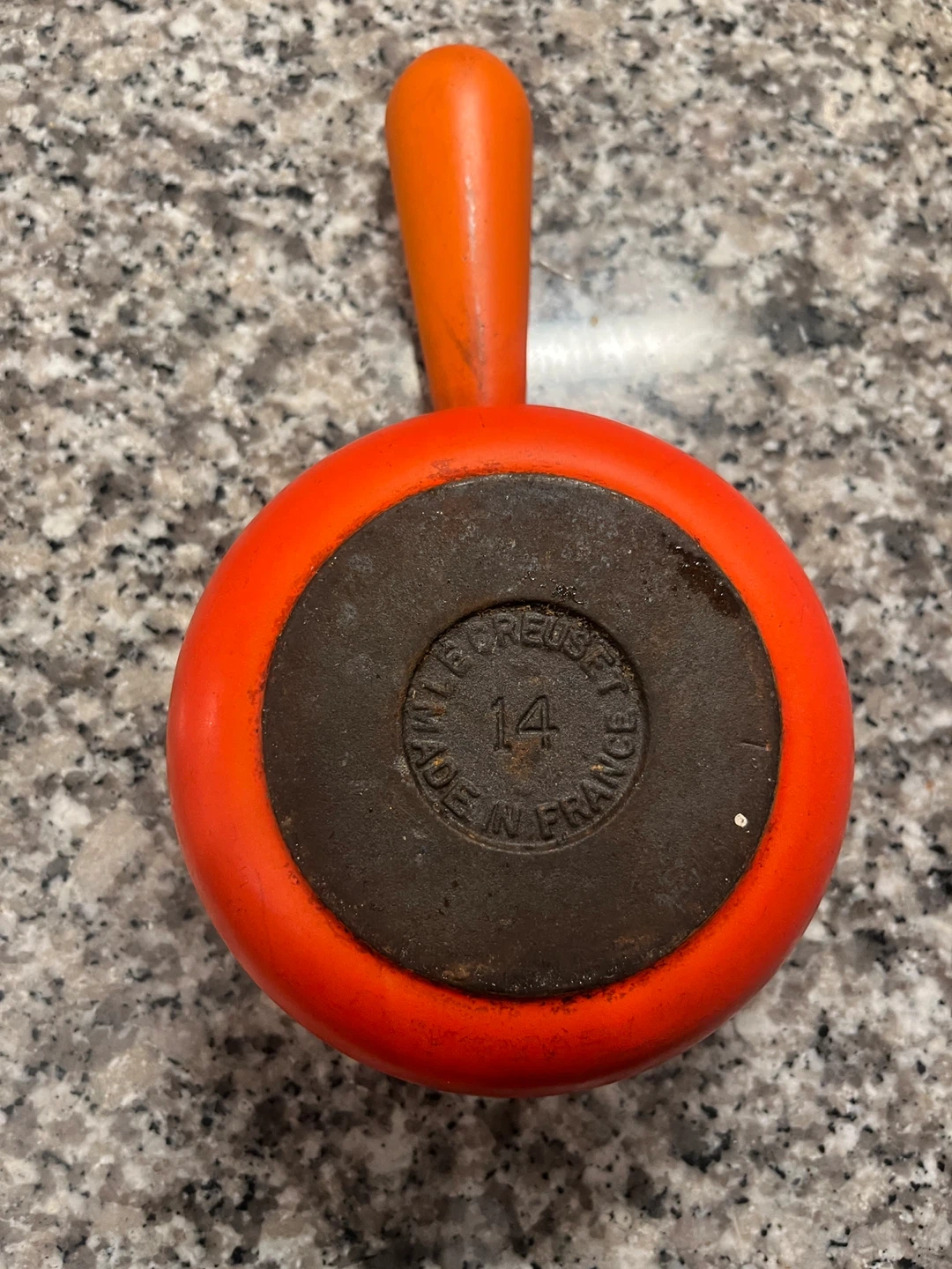 Vintage Le Creuset Cast Iron Enamel Orange Pot Sauce Pan - photo 2