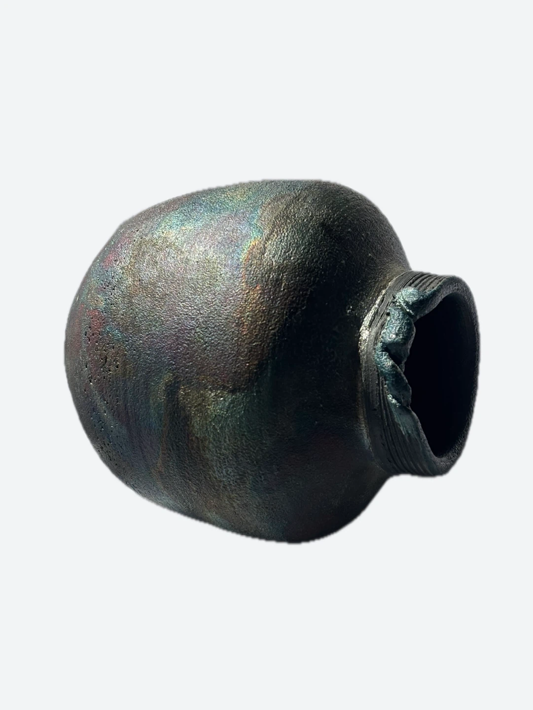 Iridescent Ceramic Vase raku Art