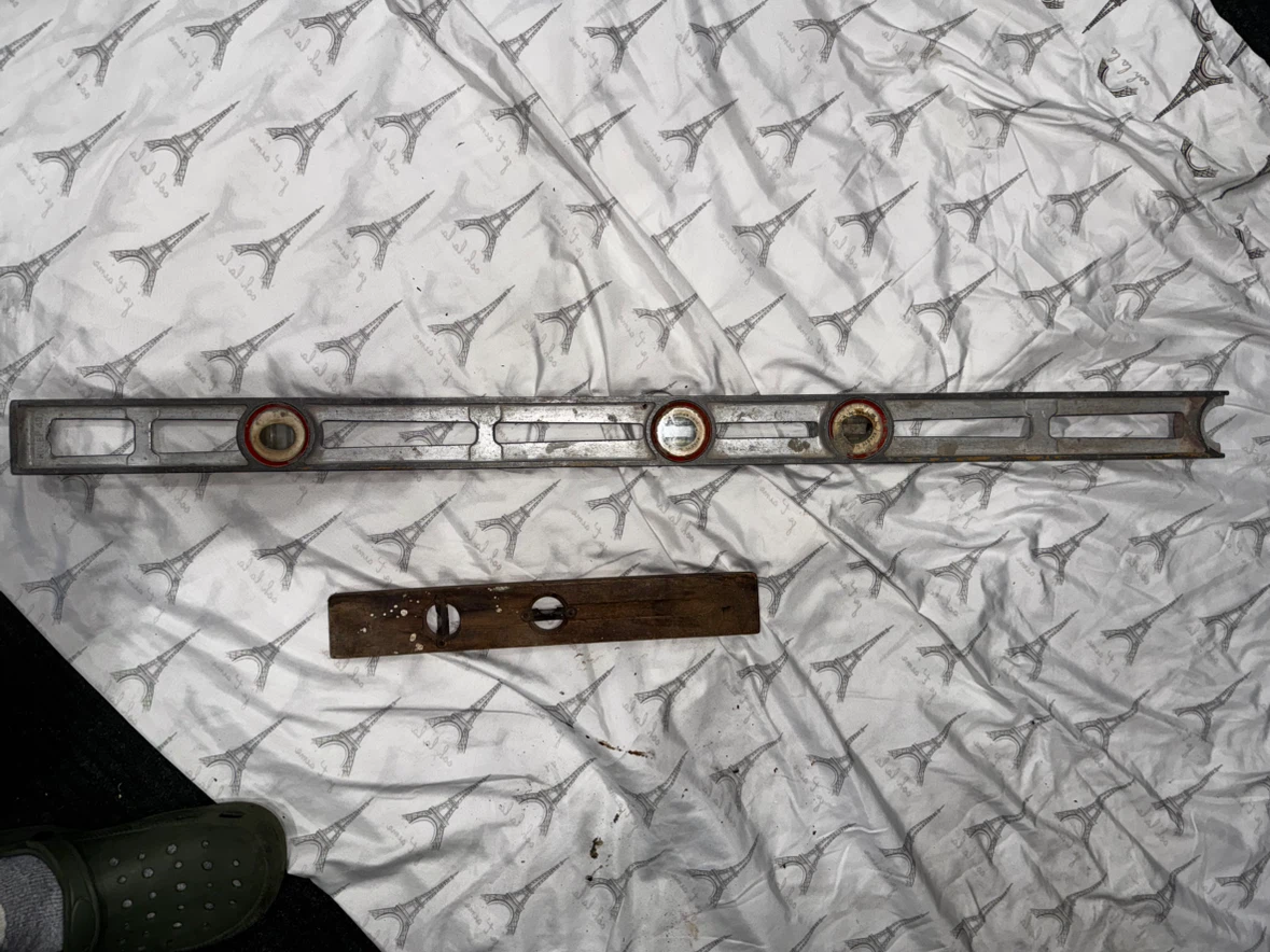 Vintage Aluminum Level and Wooden Level Set