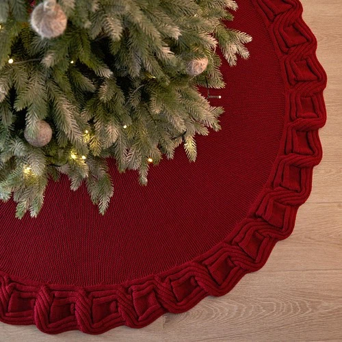 Red Knitted Christmas Tree Skirt - photo 2