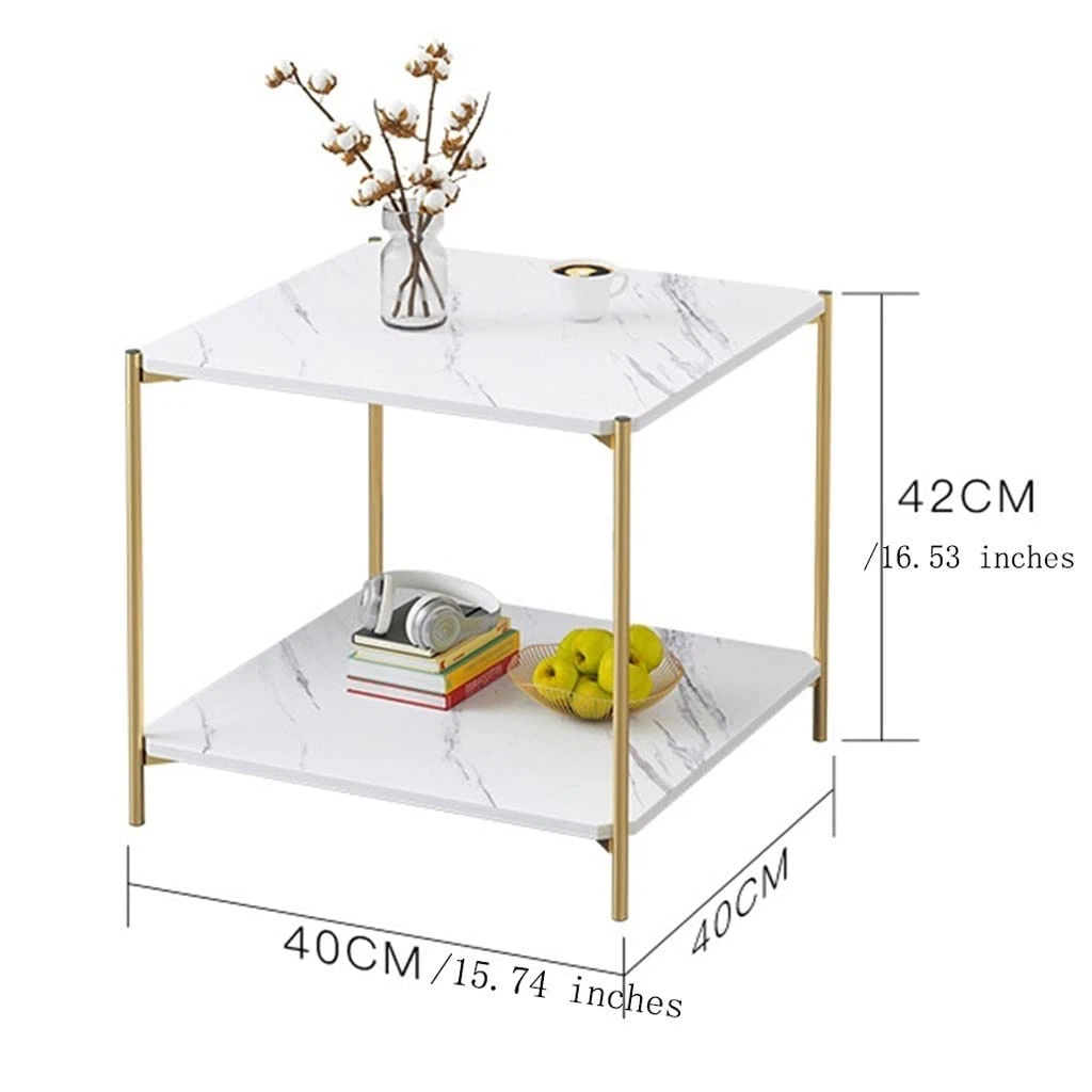 Marble-Look Side Table with Gold Legs – New in Box - photo 2