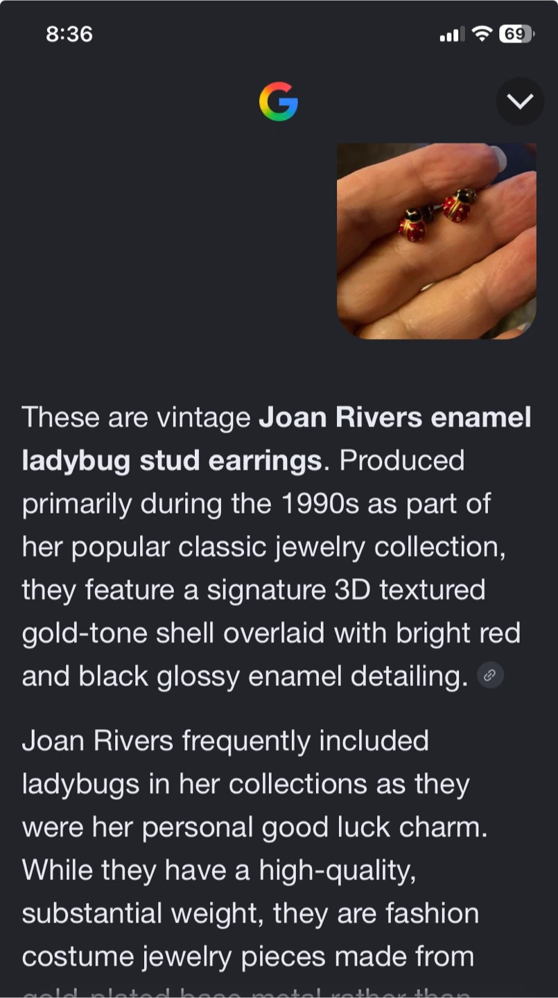 Vintage Joan Rivers Ladybug Stud Earrings - photo 3
