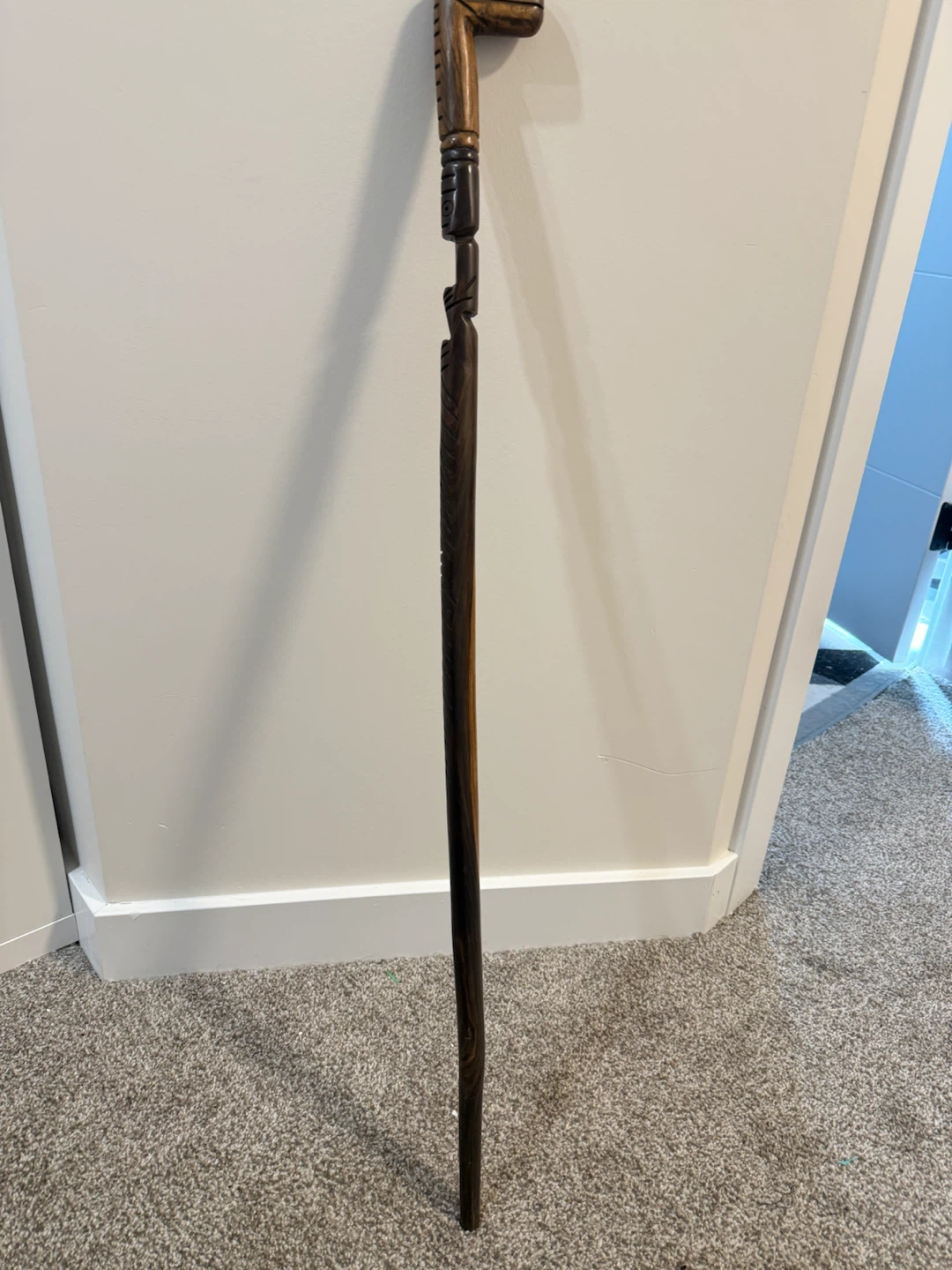 Hand-Carved Wooden Walking Cane