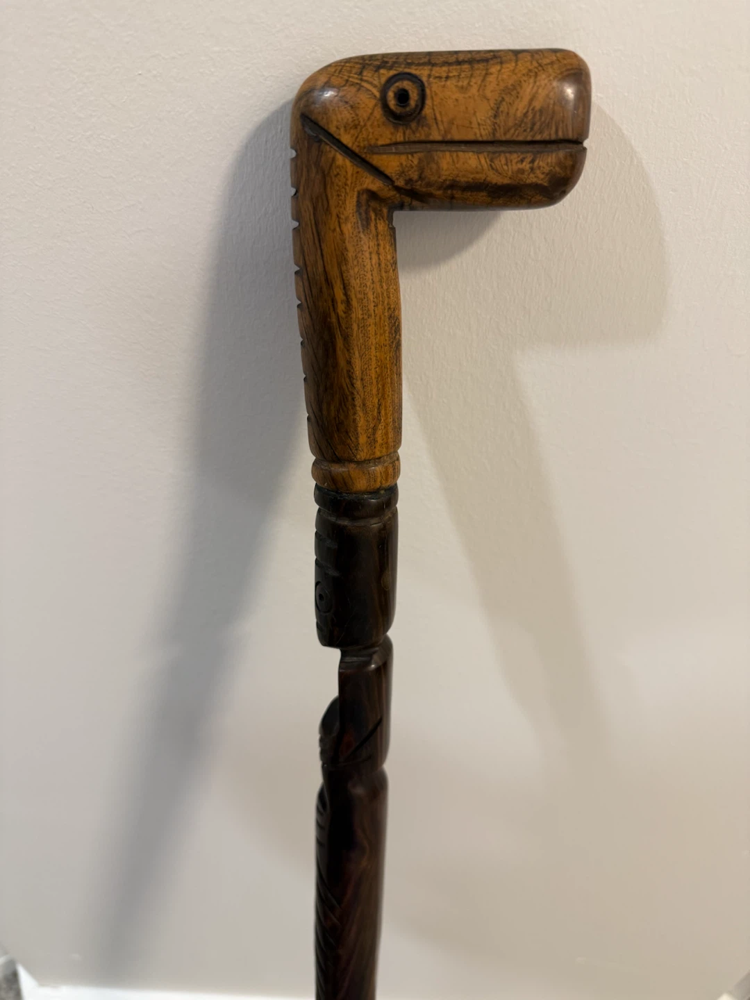 Hand-Carved Wooden Walking Cane - photo 2