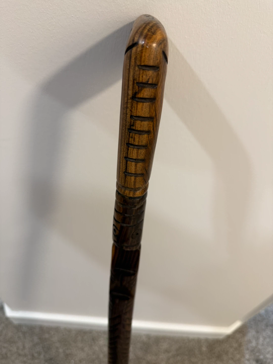 Hand-Carved Wooden Walking Cane - photo 3
