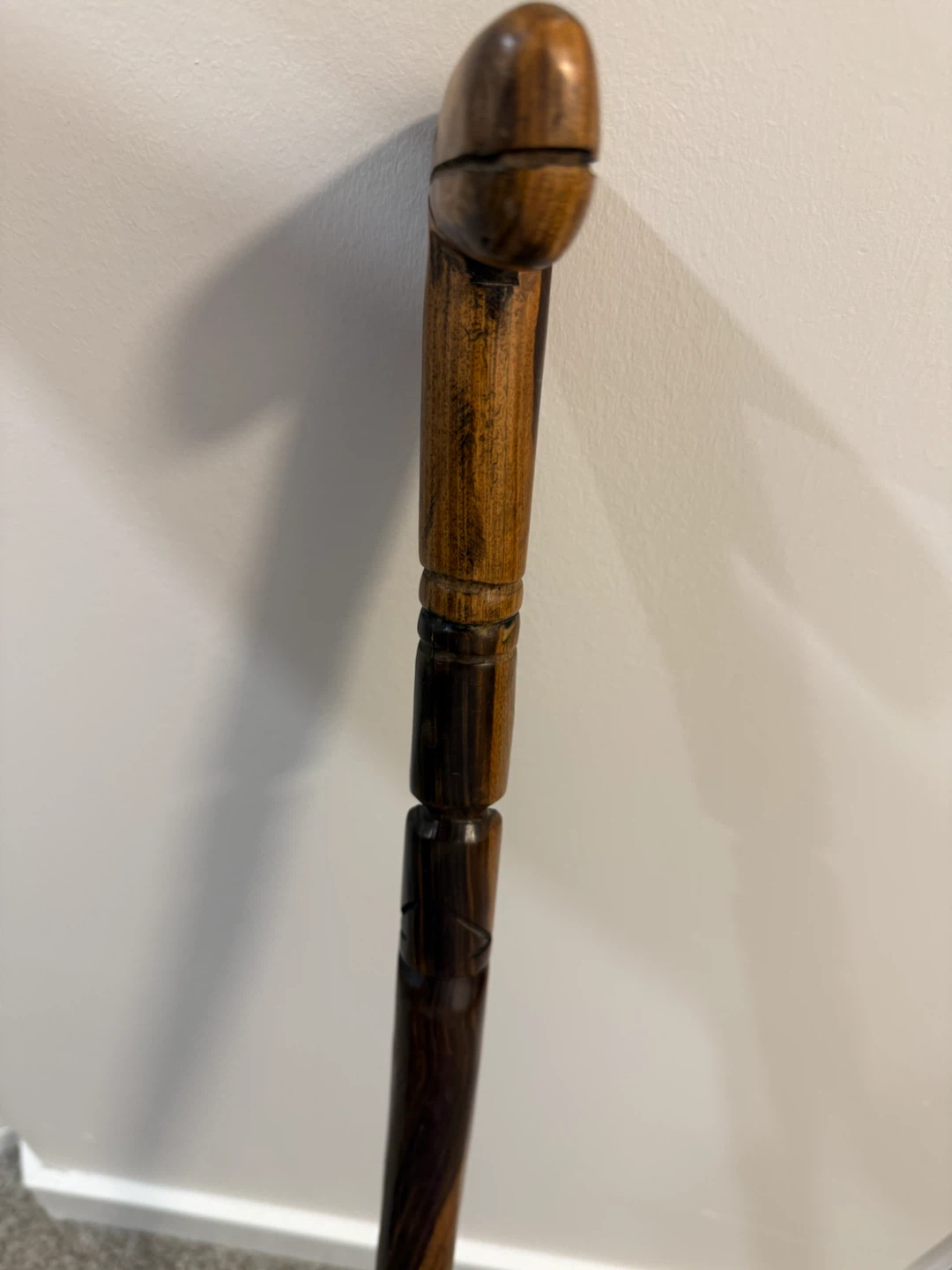 Hand-Carved Wooden Walking Cane - photo 4