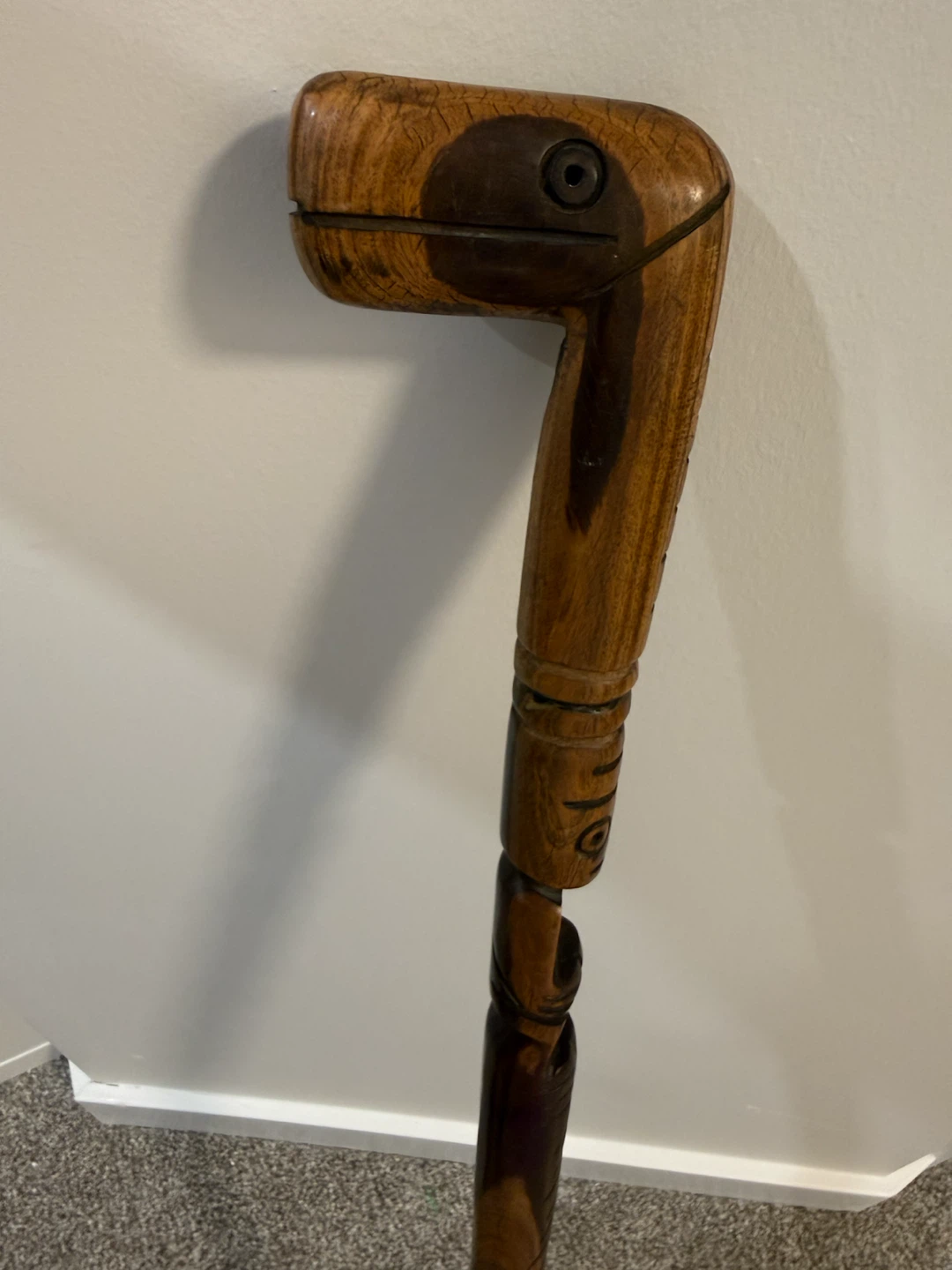 Hand-Carved Wooden Walking Cane - photo 5