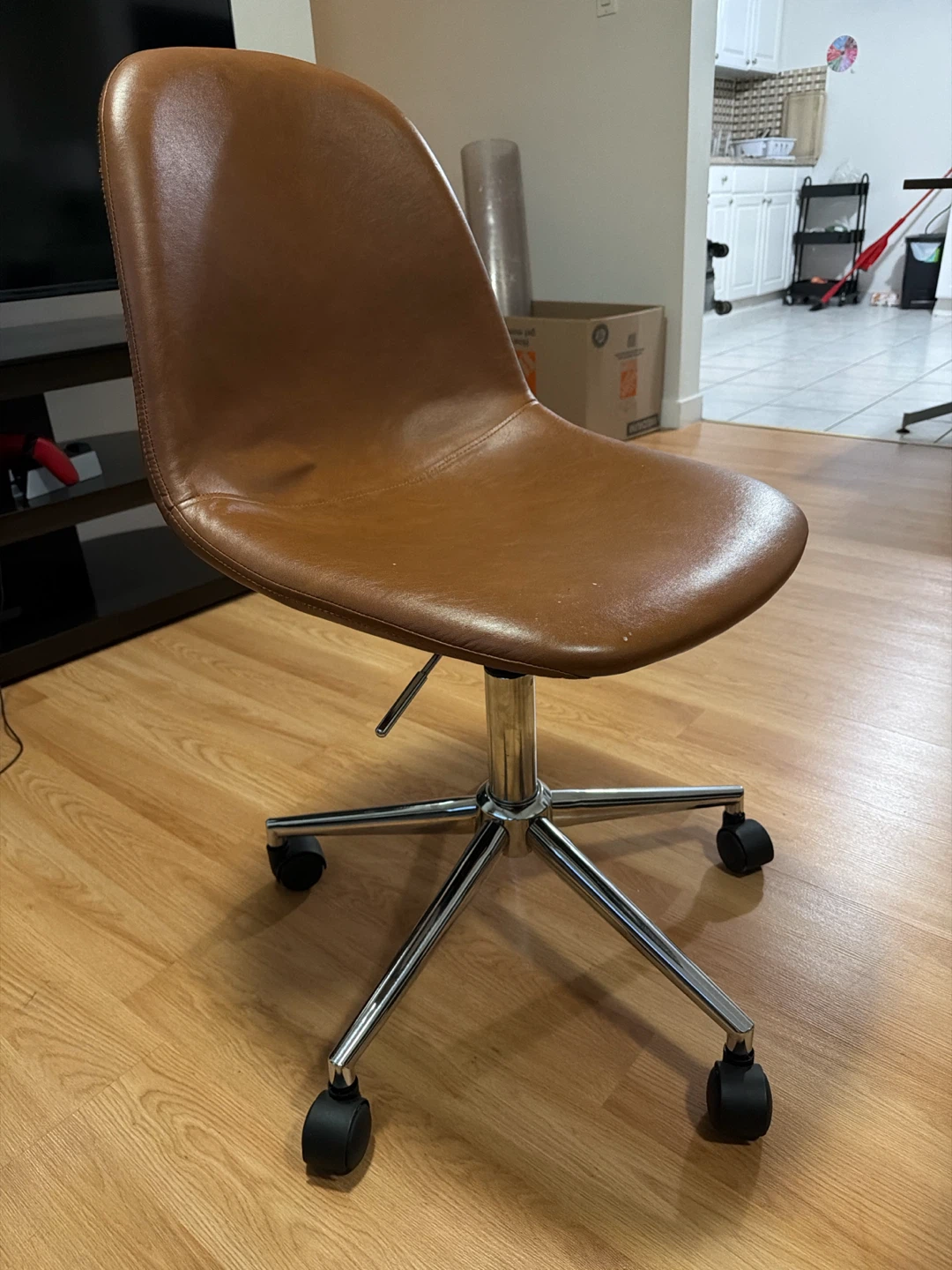 Brown Faux Leather Office Chair