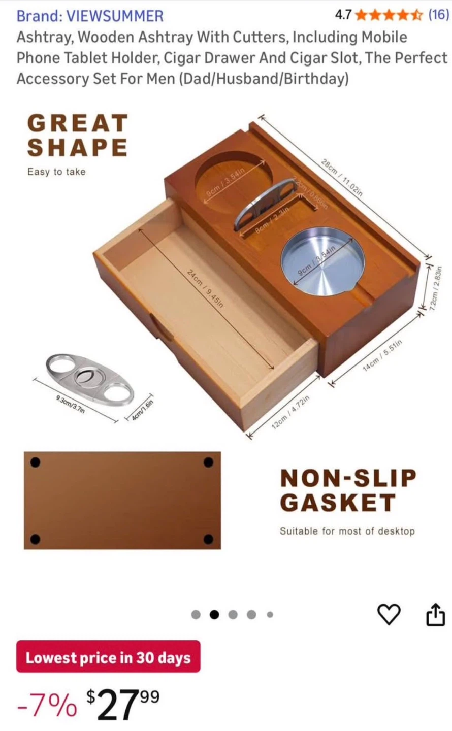Wooden Cigar Ashtray Set men gift - photo 3
