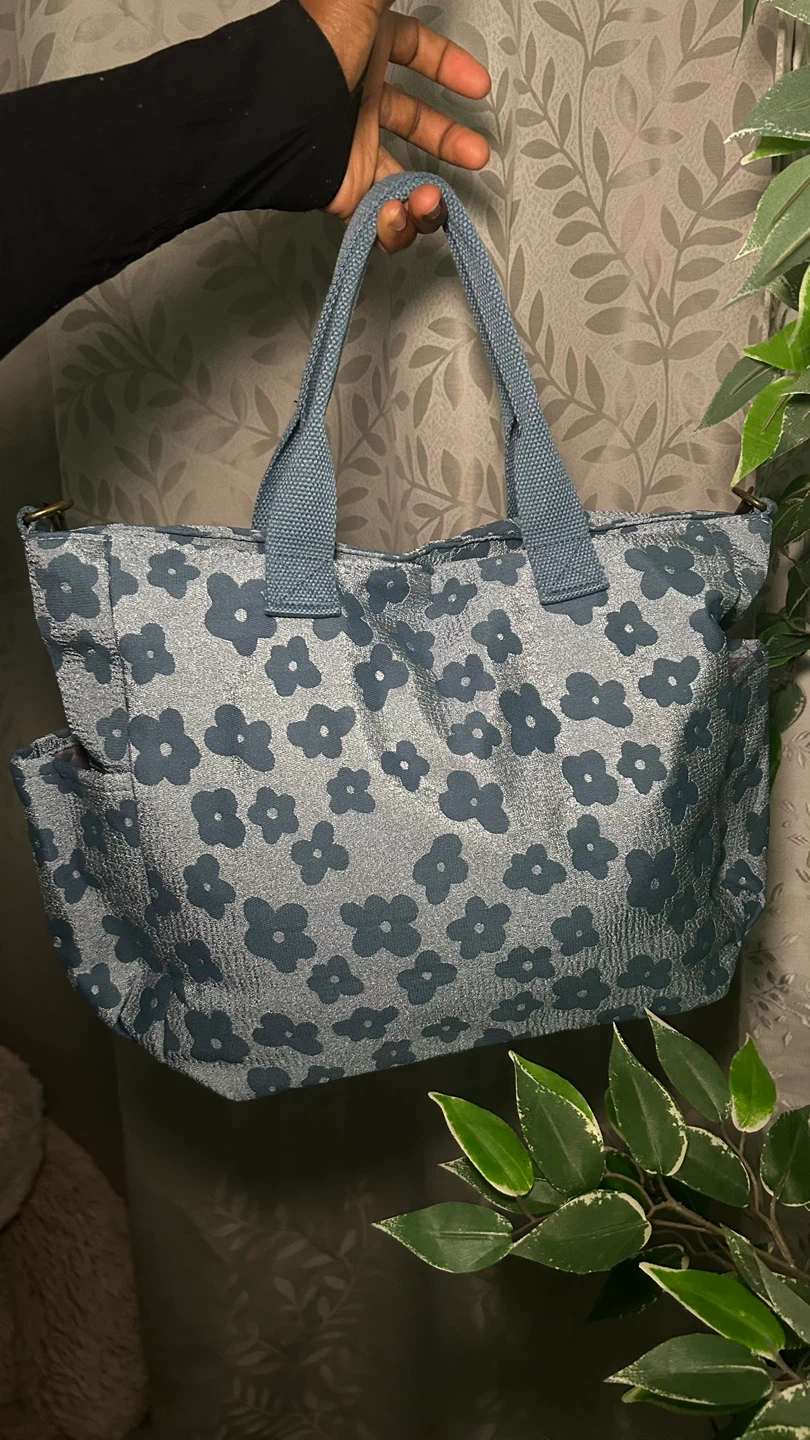 Blue Floral Canvas Tote Bag - photo 2