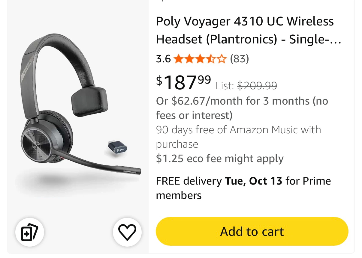 Poly Voyager 4310 UC Wireless Headset - photo 3