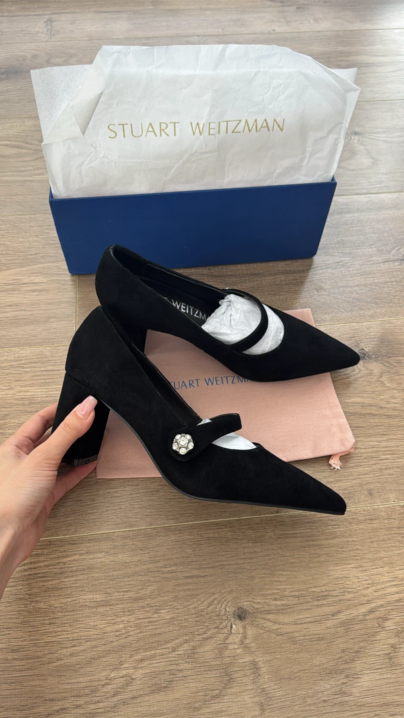 Stuart Weitzman Black Suede Mary Jane Pumps