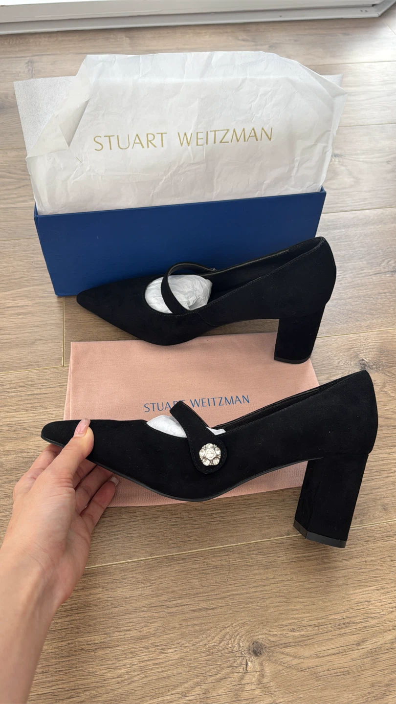 Stuart Weitzman Black Suede Mary Jane Pumps - photo 3