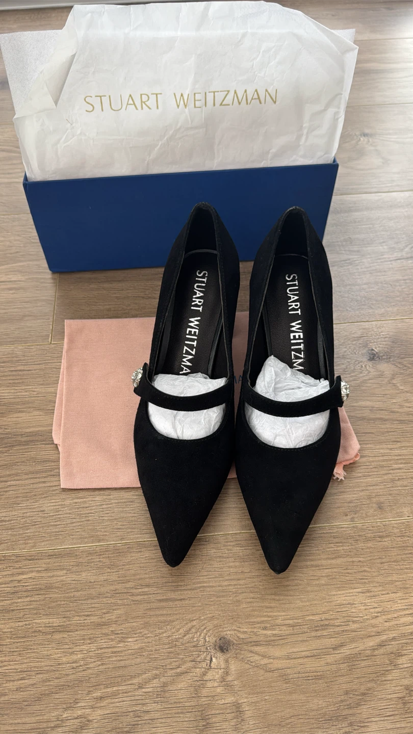 Stuart Weitzman Black Suede Mary Jane Pumps - photo 4