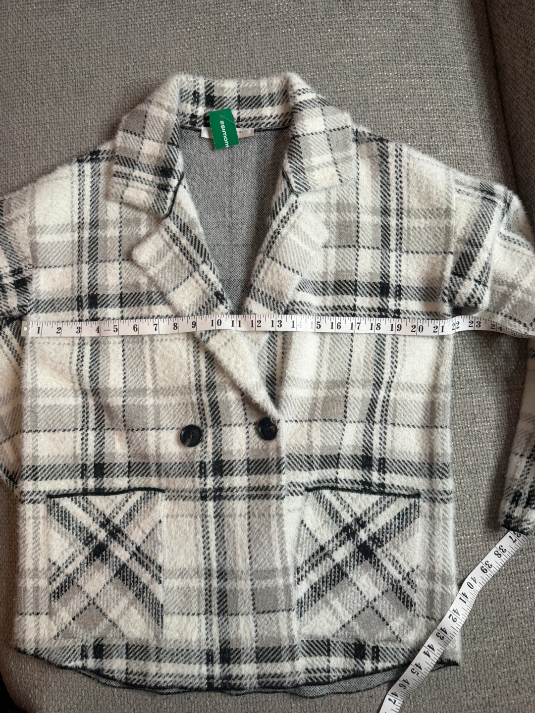 Simons Contemporaine Plaid Fuzzy Knit Cardigan Blazer M BNWT - photo 4
