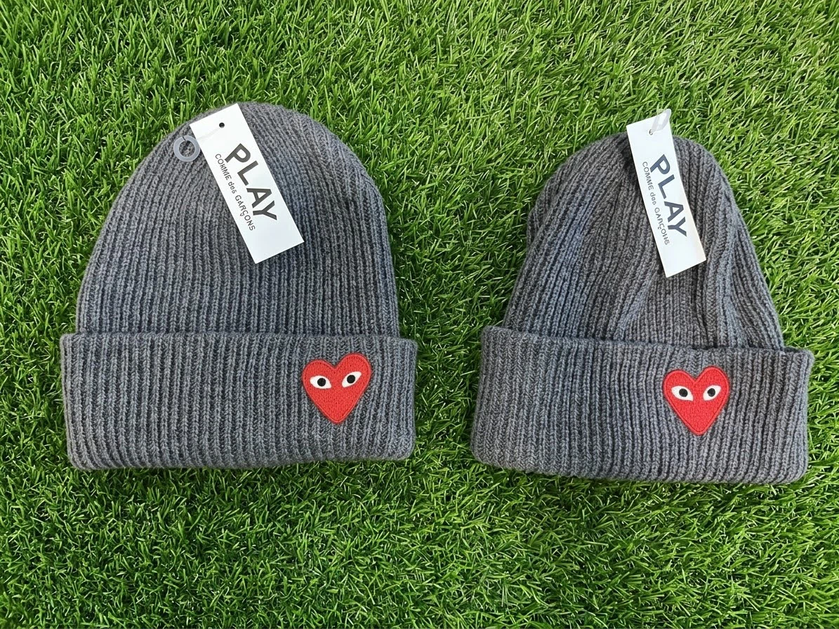 CDG Play Heart Logo Knit Beanie Grey - photo 2