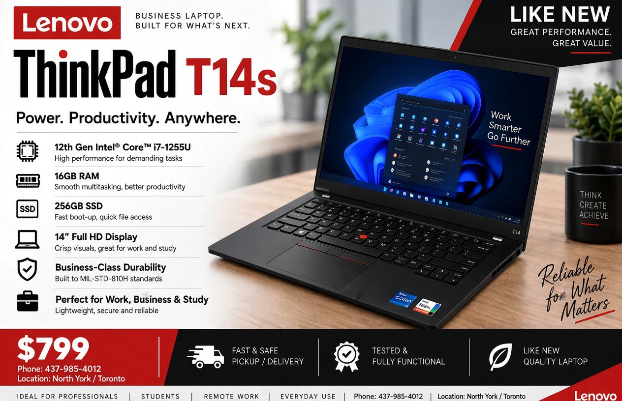 Lenovo ThinkPad T14s Intel i7 Laptop-touch screen