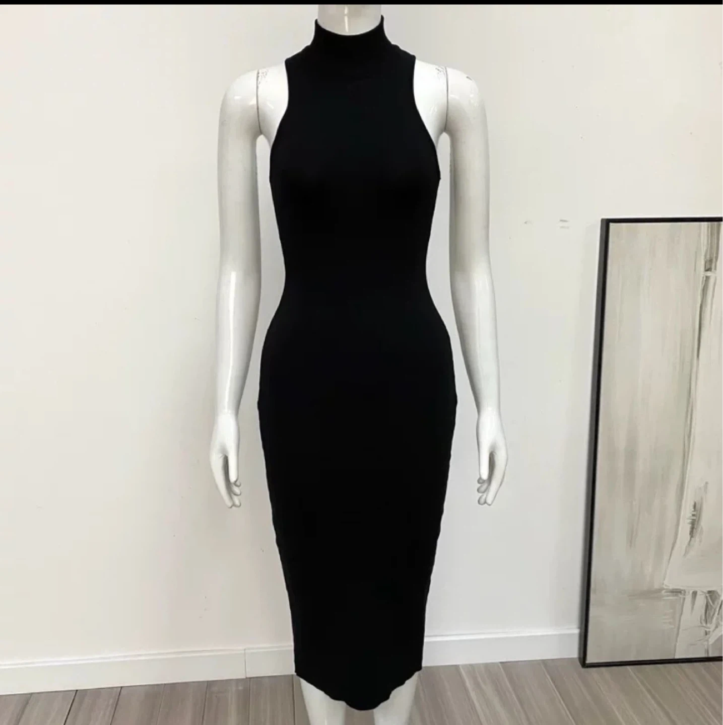 Black Ribbed Knit Midi Dress - photo 2
