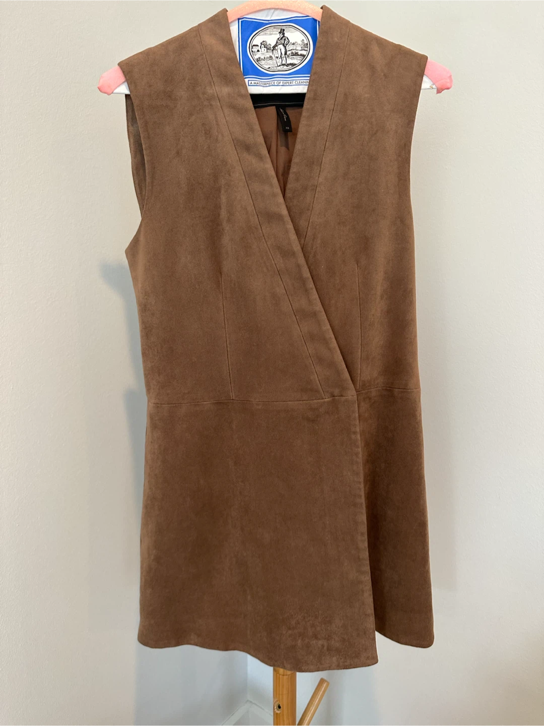 BCBGMAXAZRIA Brown Suede Vest Dress Size XS