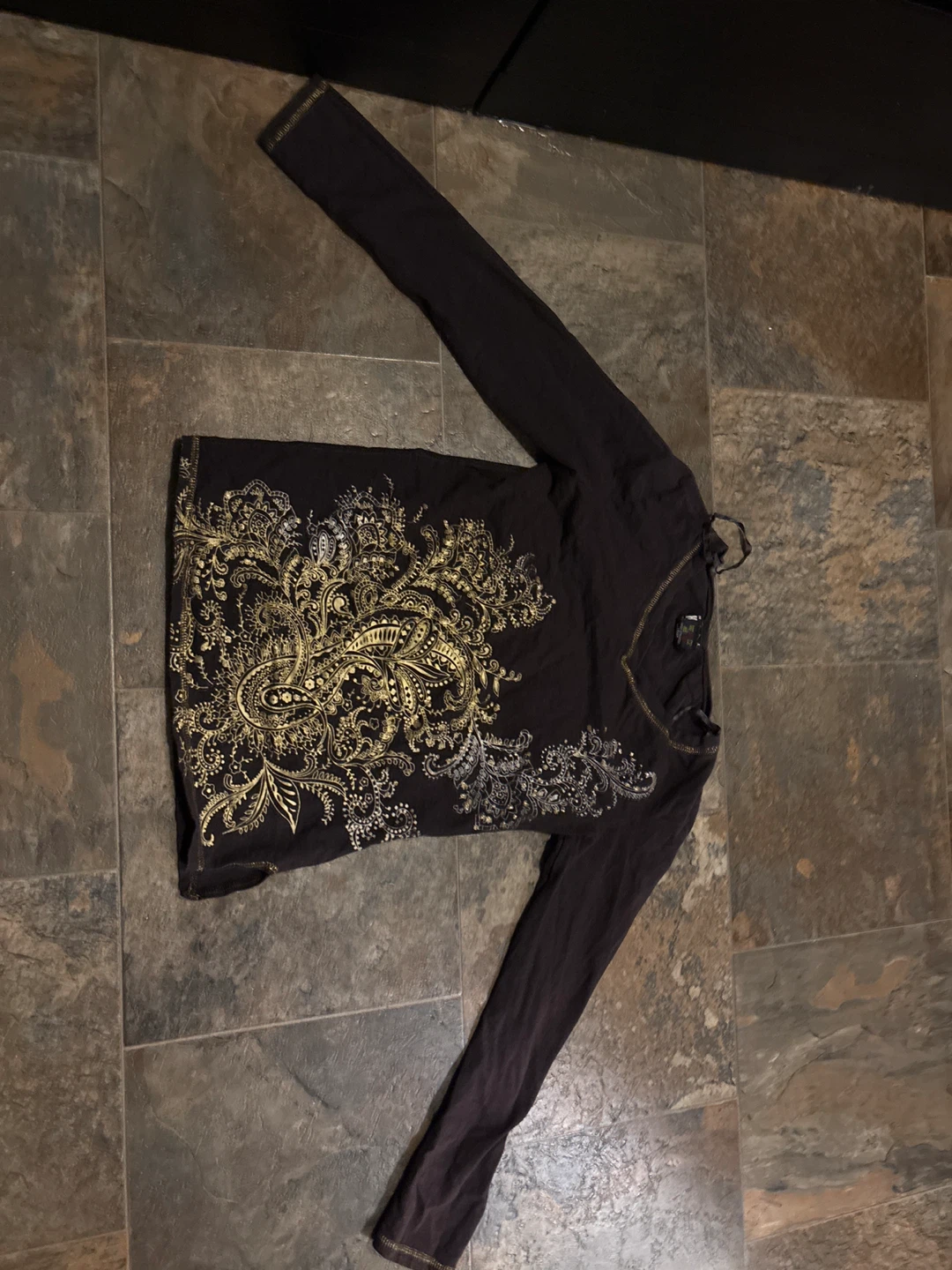 Kelso Fashion Long Sleeve Top - Brown Medium