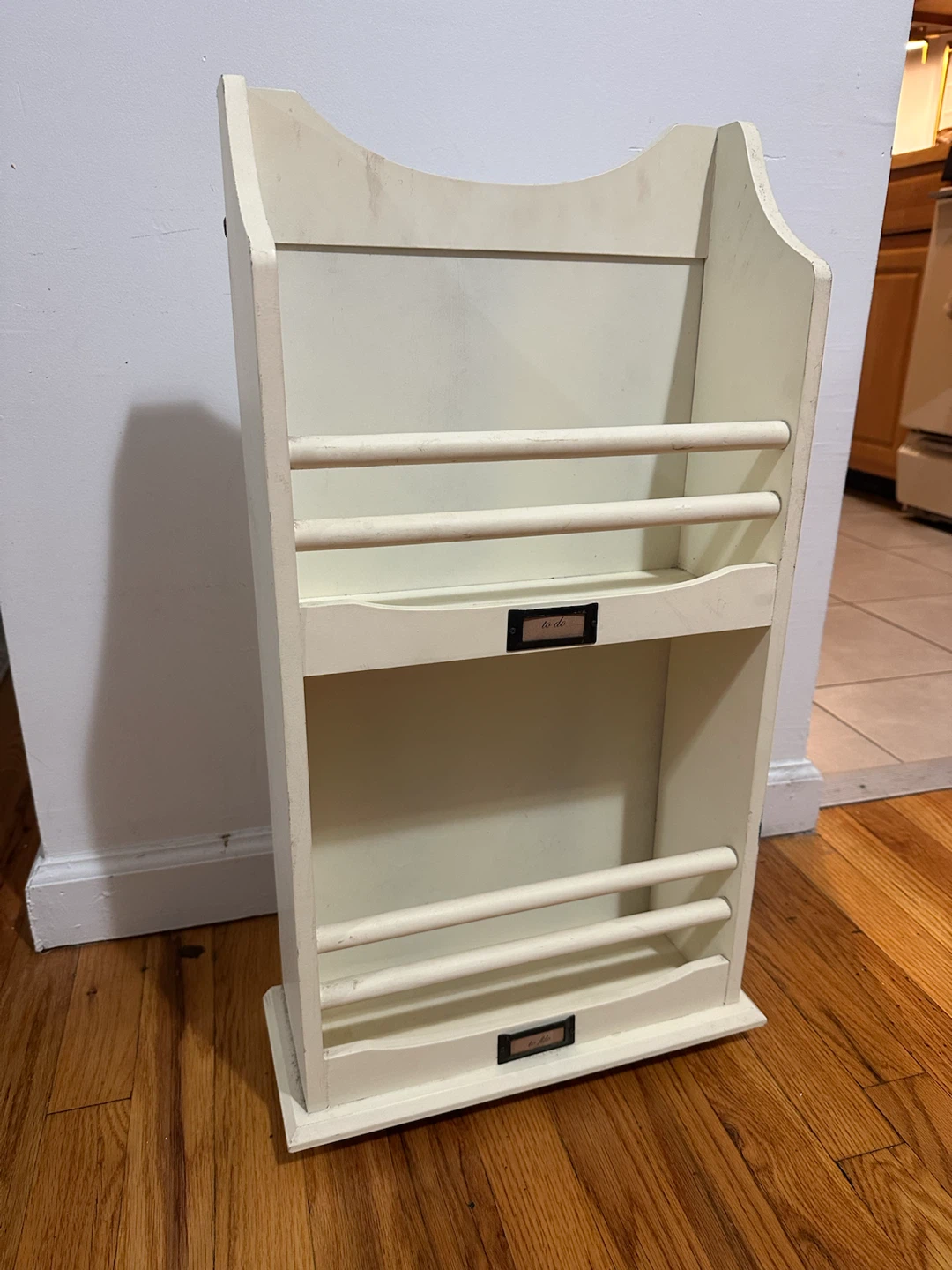 White Wood Two-Tier Letter Mail Organizer
