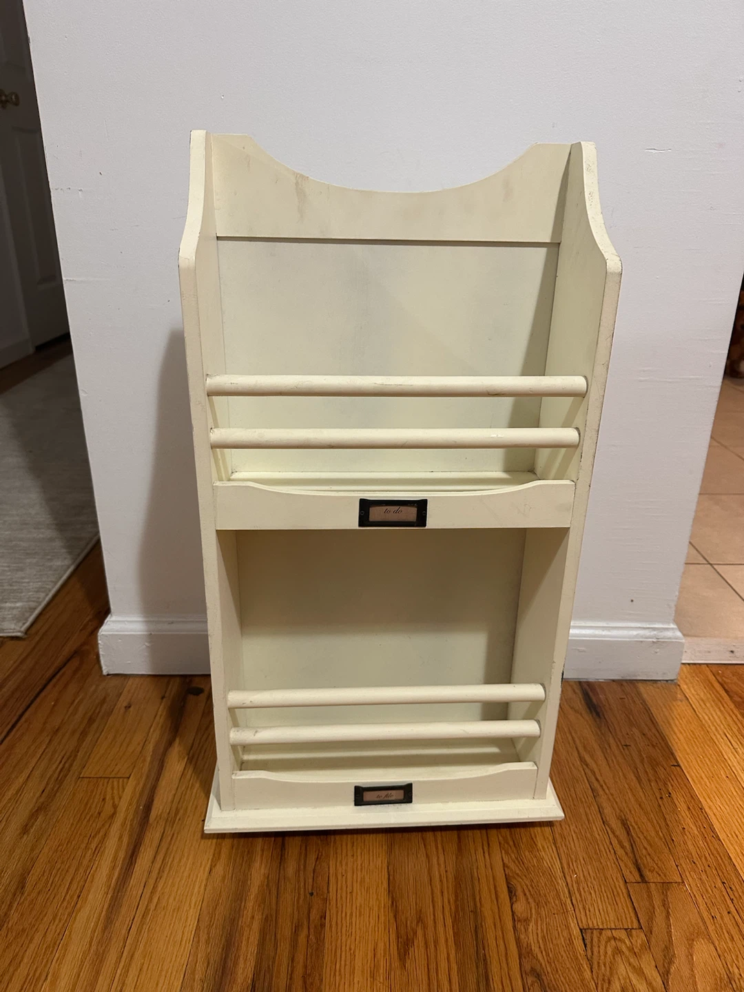 White Wood Two-Tier Letter Mail Organizer - photo 2