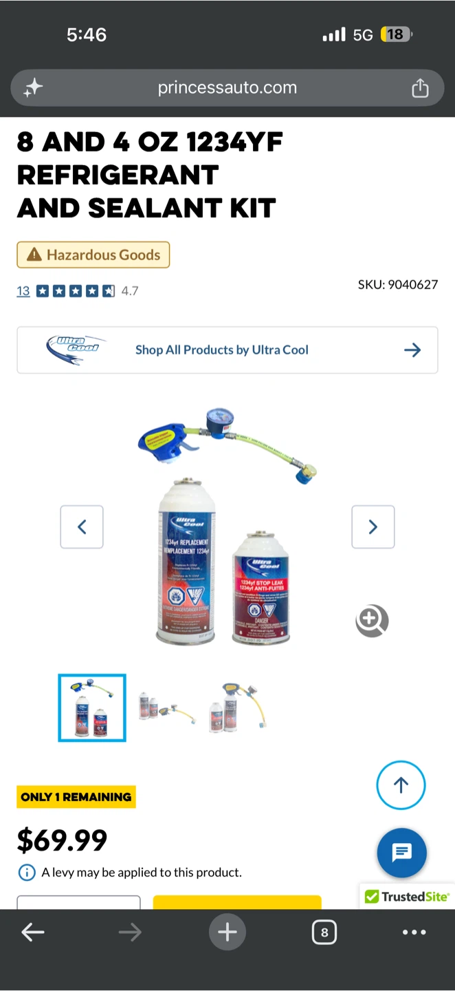 Ultra Cool 1234yf A/C Refrigerant and Sealant Kit - photo 2