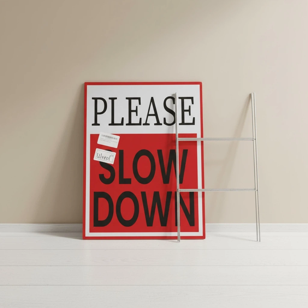 Ulveol 3 Pack PLEASE SLOW DOWN Double-Sided Safety Signs 12x16