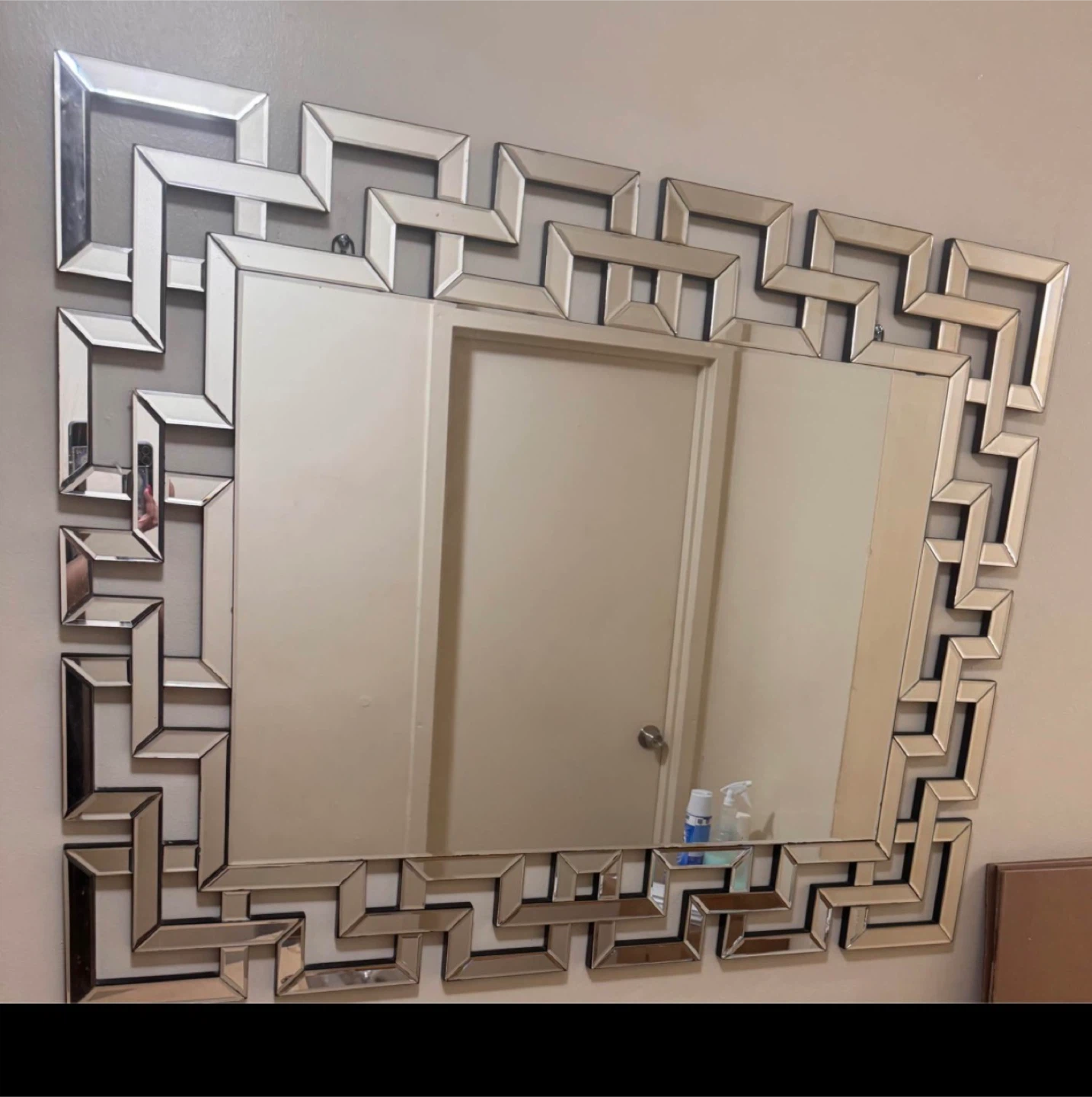 Large Geometric Mirrored Wall Mirror