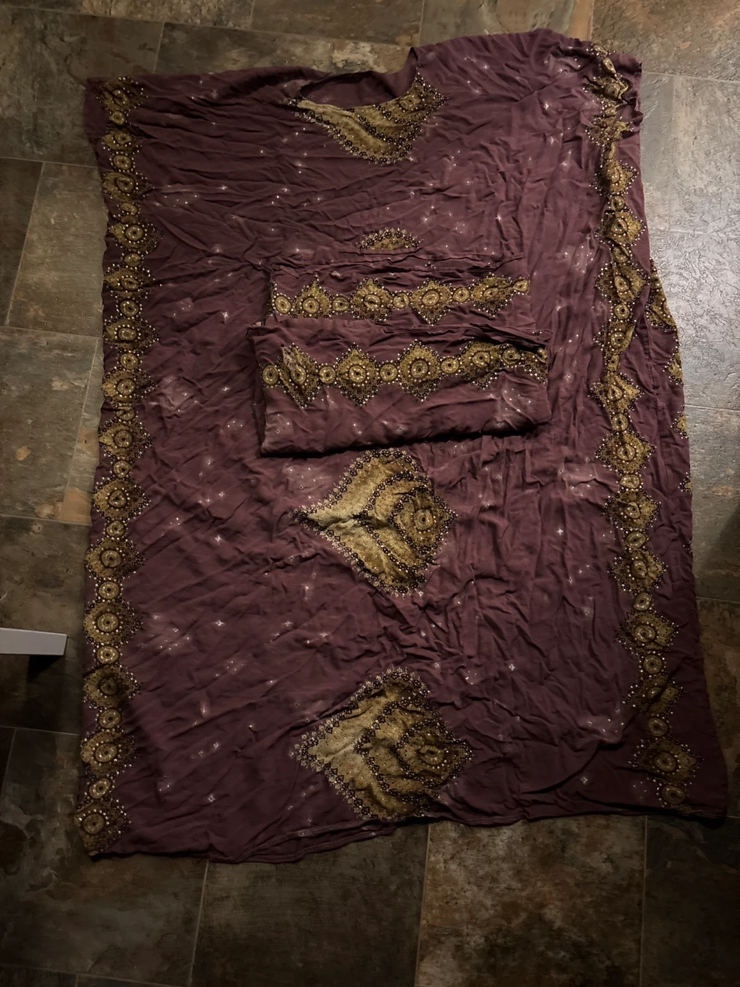Embroidered Purple Indian Sari