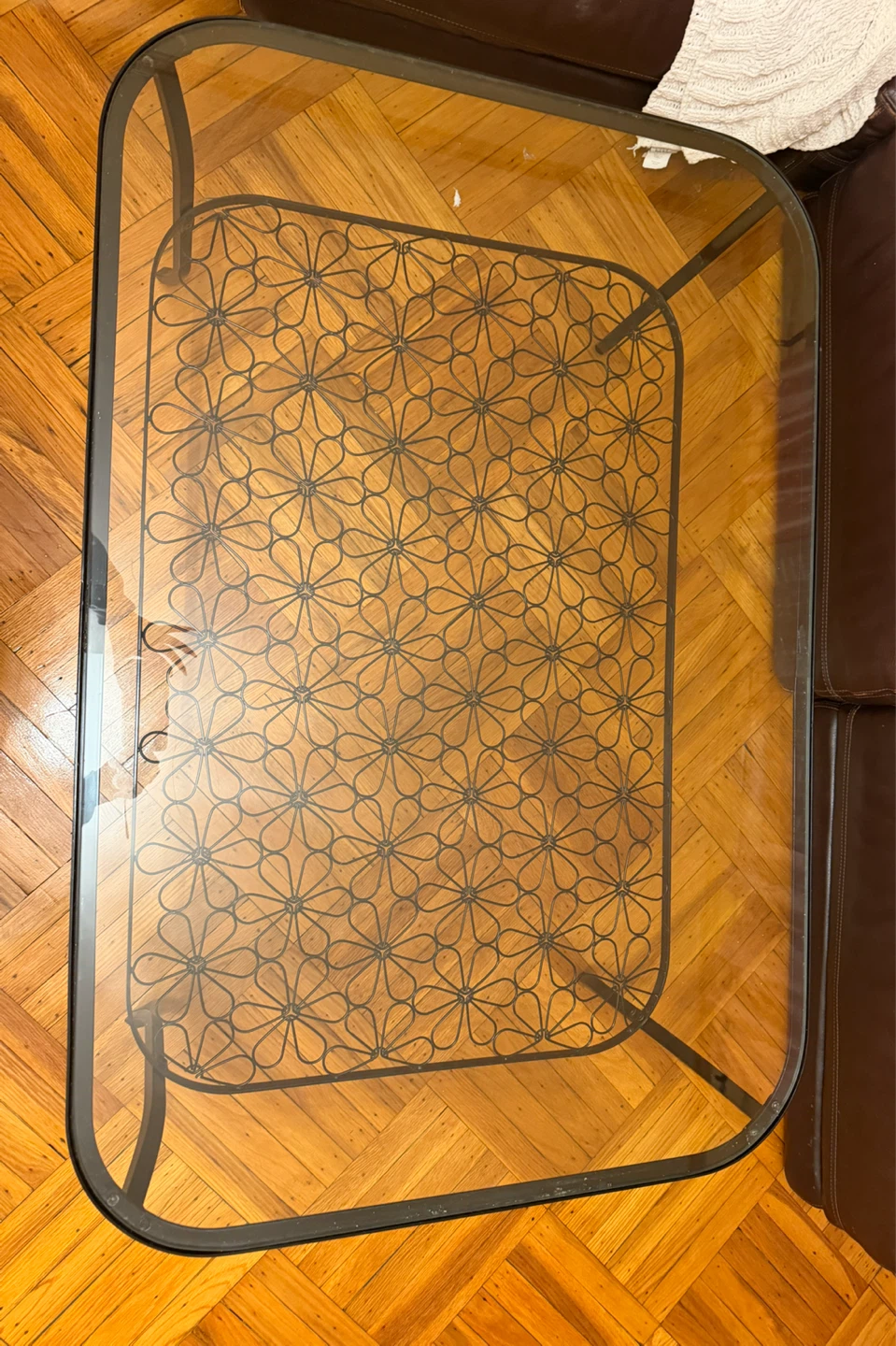 Metal and Glass Coffee Table with Floral Shelf - photo 4