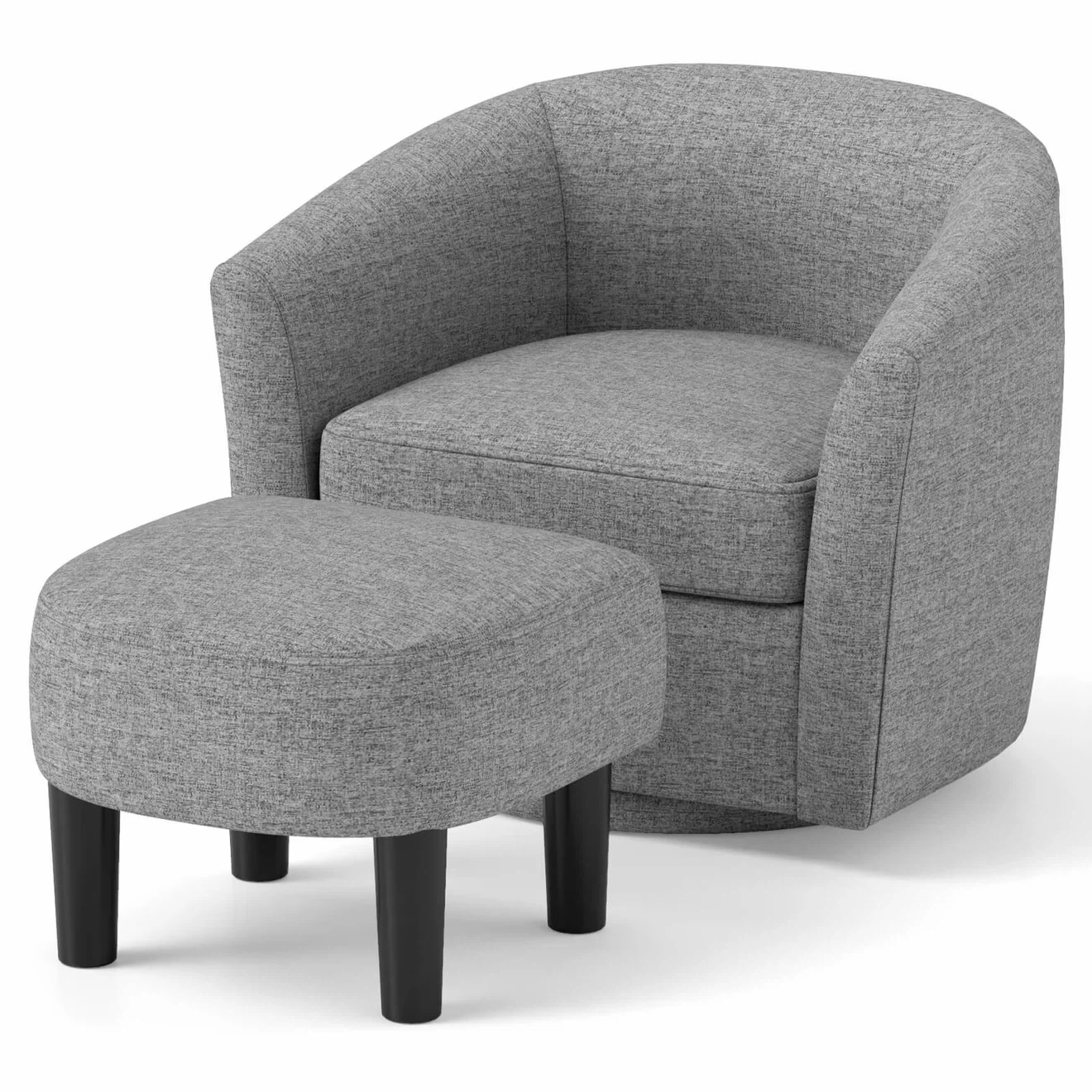 Grey Swivel Barrel Chair and Ottoman Set - photo 4