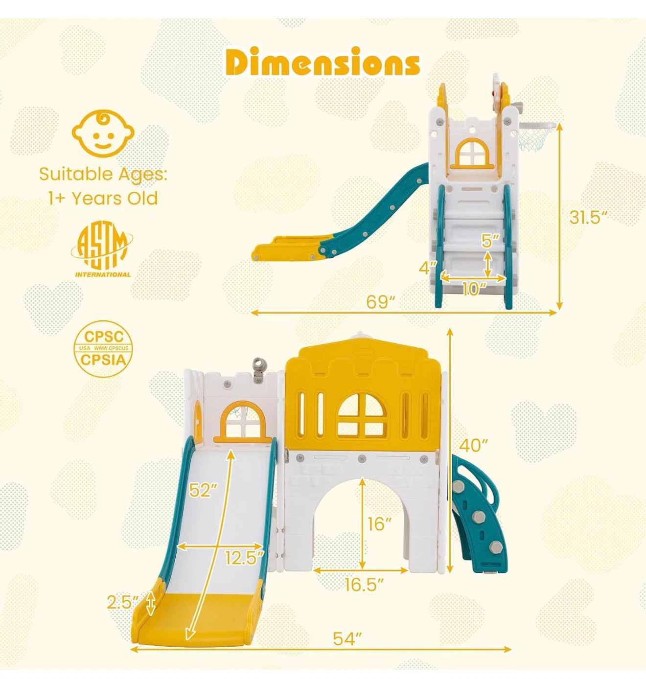 Kids Indoor Outdoor Castle Slide and Climber - photo 2