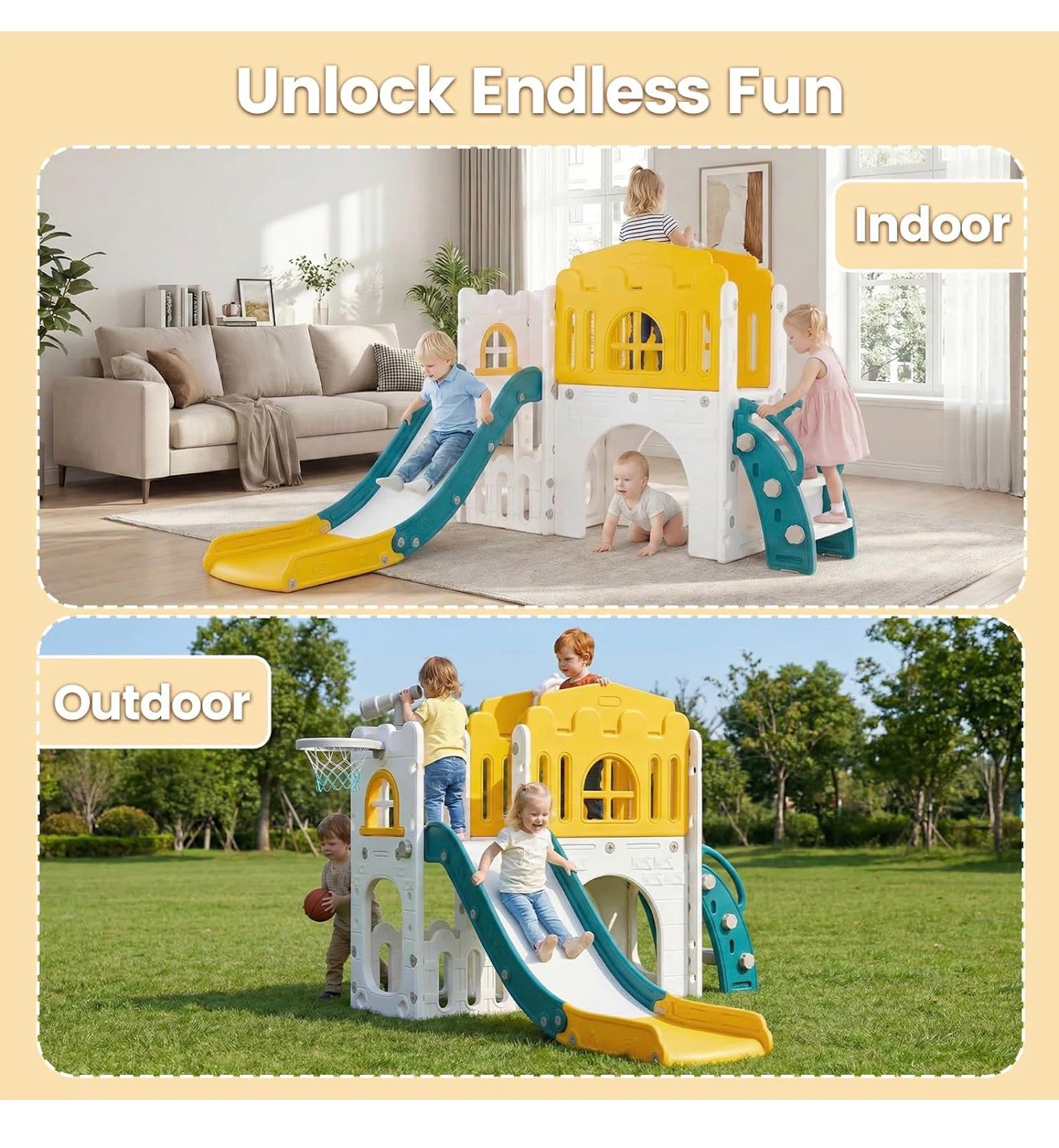 Kids Indoor Outdoor Castle Slide and Climber - photo 4