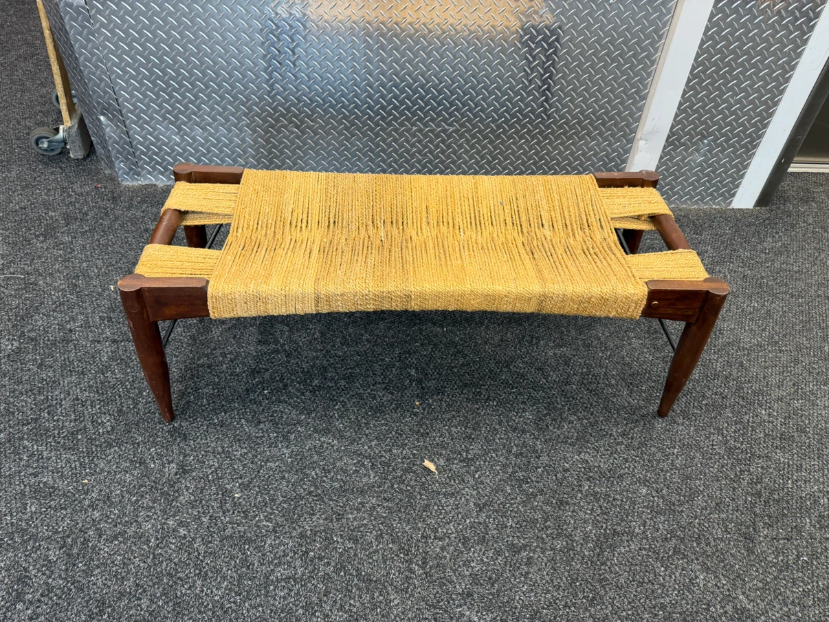 Mid-Century Modern Woven Bench - photo 2