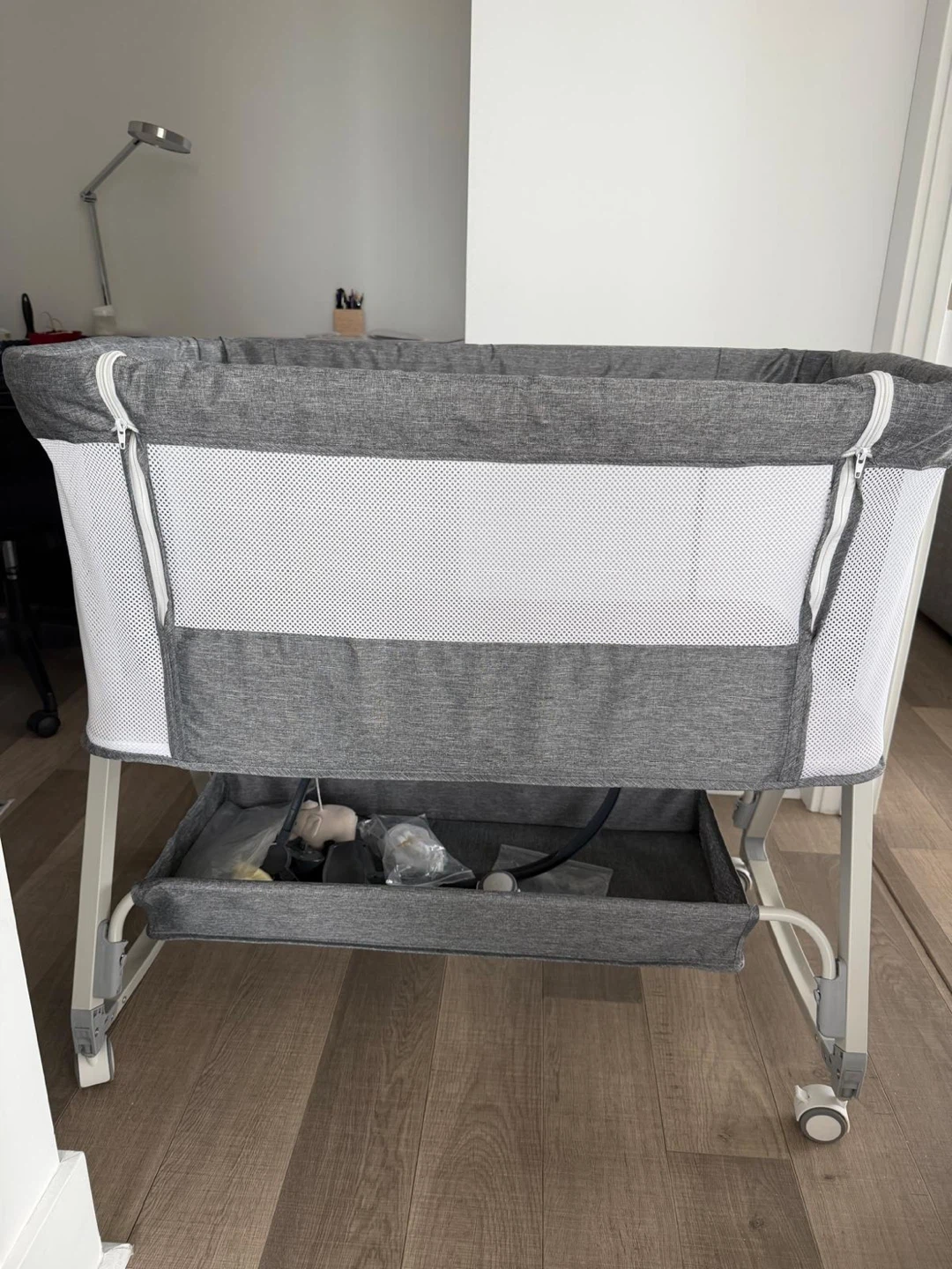 Adjustable Bedside Baby Bassinet Gray