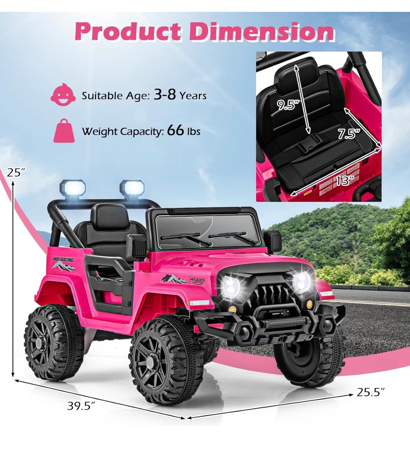 Pink Kids Ride-On Jeep Electric Car - photo 2