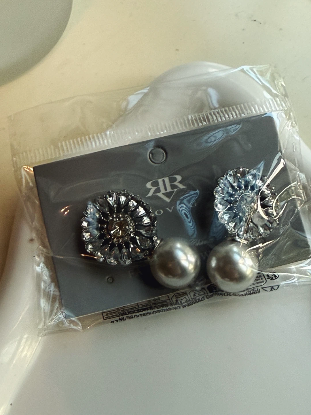Crystal Flower & Pearl Drop Earrings - photo 3