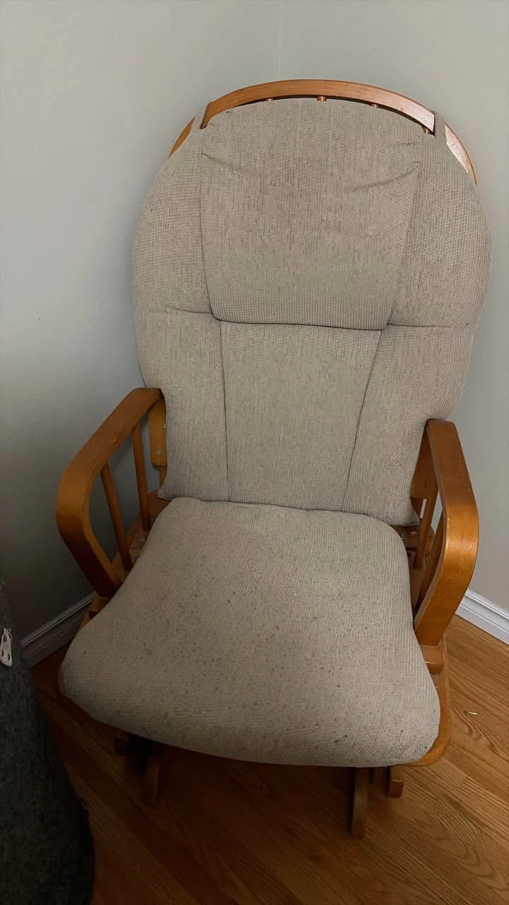 Wooden Rocking Chair with Beige Cushions
