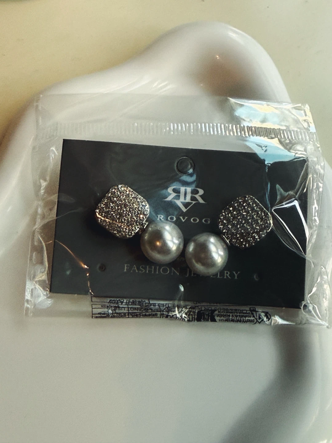 Crystal Square & Pearl Drop Earrings - photo 2