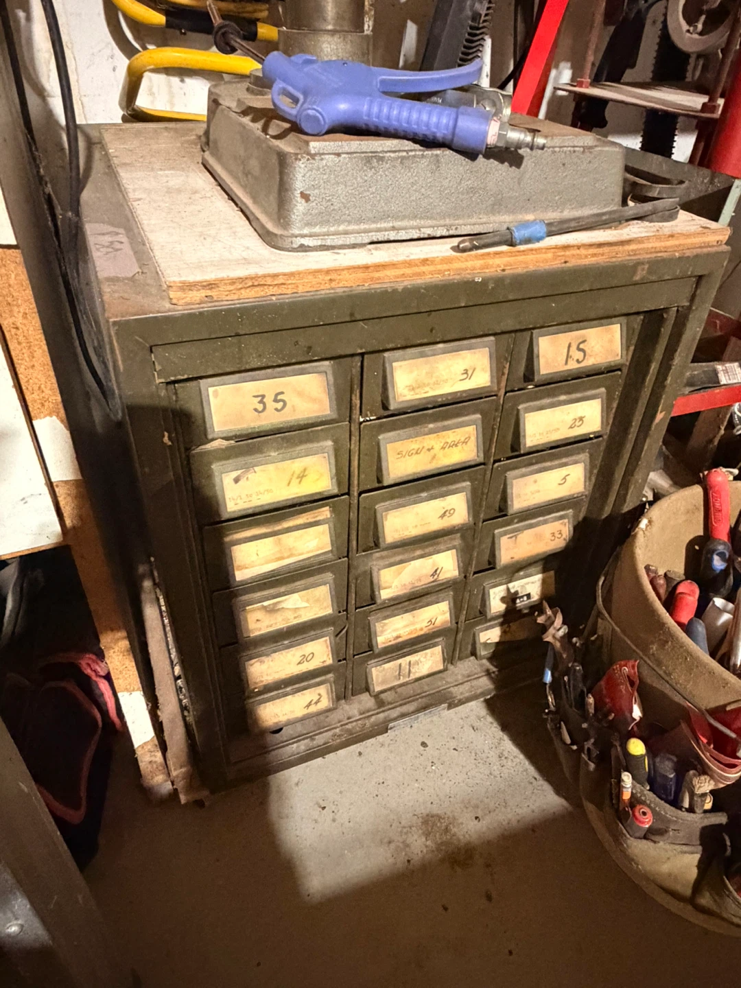 Vintage Metal Parts Cabinet