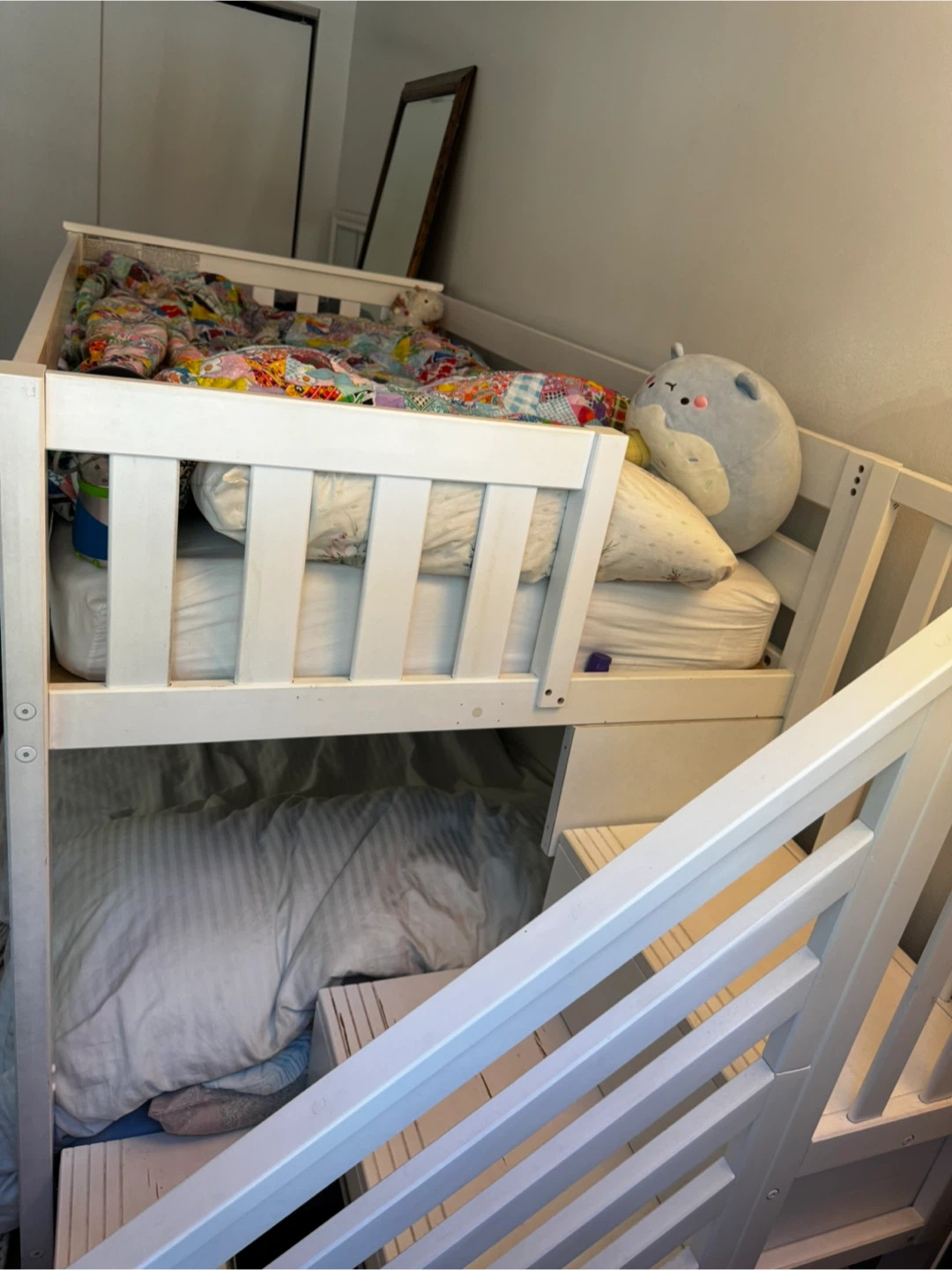 White Bunk Bed with Integrated Staircase - photo 4