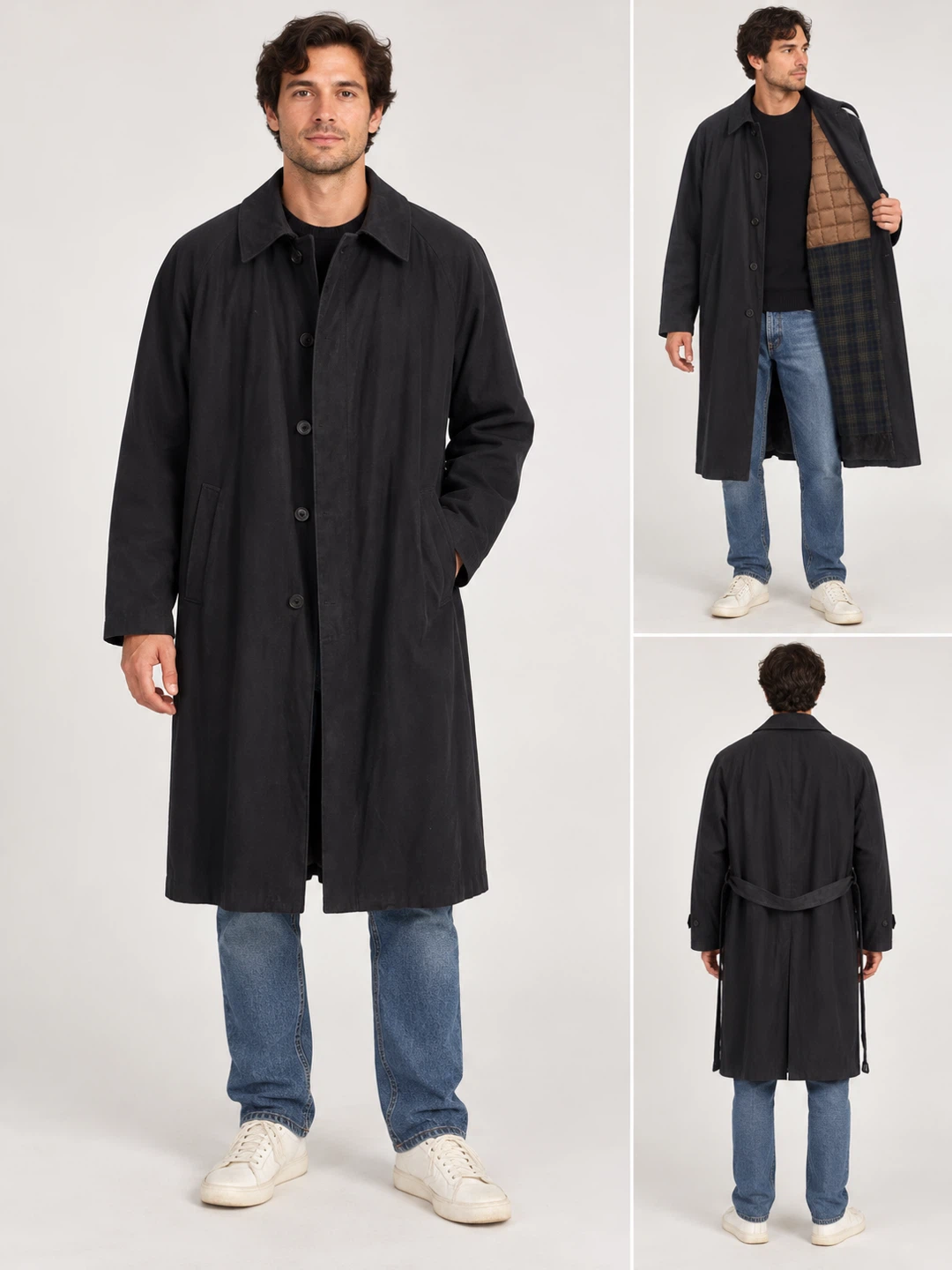 Studio by Bill Blass Black Trench Coat, size XL - photo 2