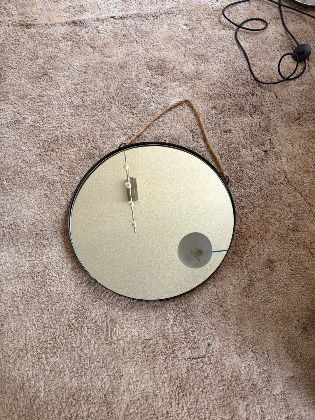 Round Black Wall Mirror with Rope